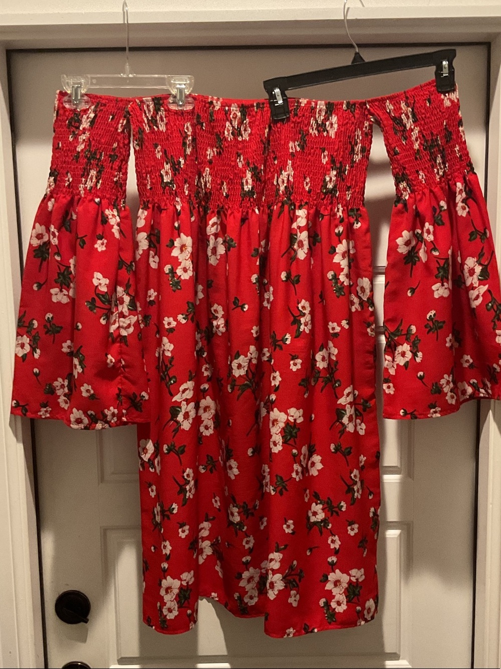 Red Floral Off-Shoulder Dress